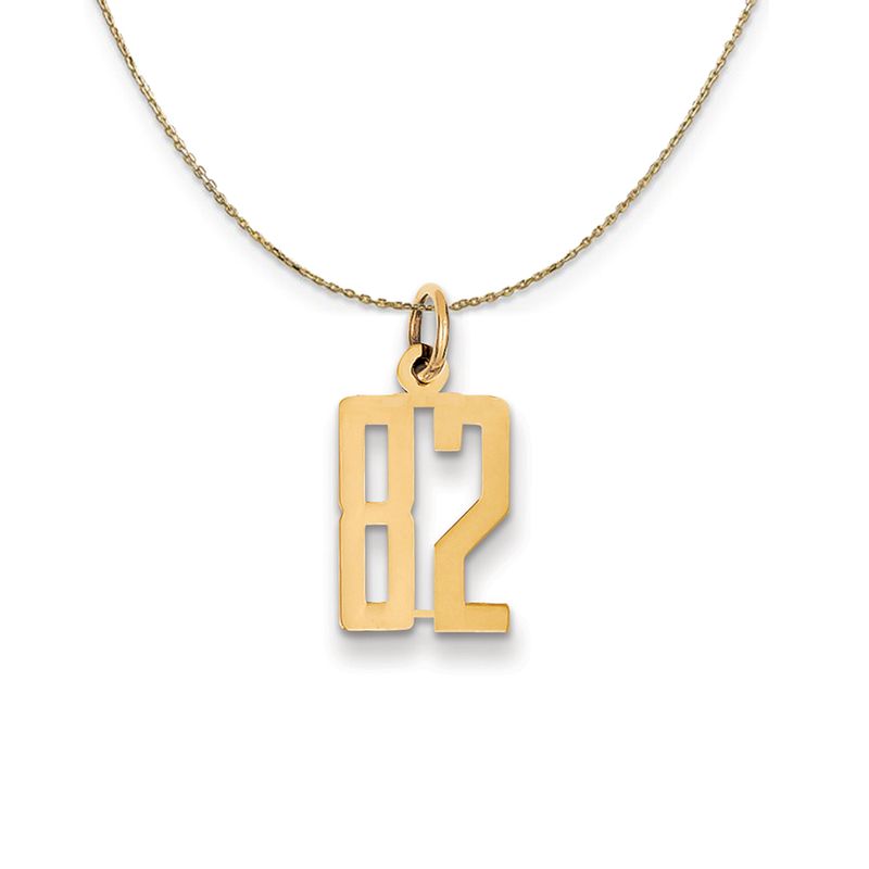 14k Yellow Gold, Alumni Small Elongated Number 82 Necklace - 18 Inch